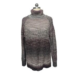 Prana Ombre Marled Knit Turtleneck Sweater Women's Medium‎ Pink Grey Wool Blend